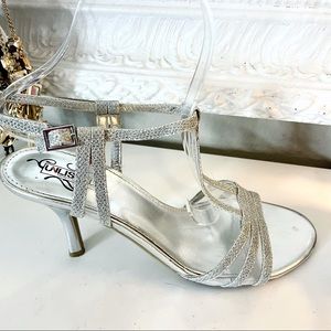 3/$20 Unlisted metallic silver ankle strap sandals